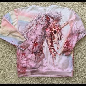Horror Skeleton Unicorn Metal Sweatshirt Rage On